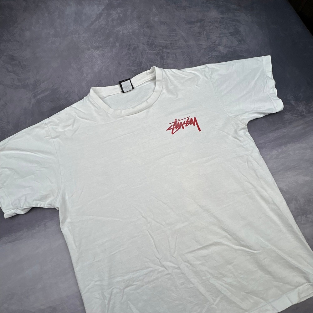 Vintage Stussy Wizard 8 Ball Graphic T Shirt White Mens Large Y2K Streetwear - Picture 5 of 8